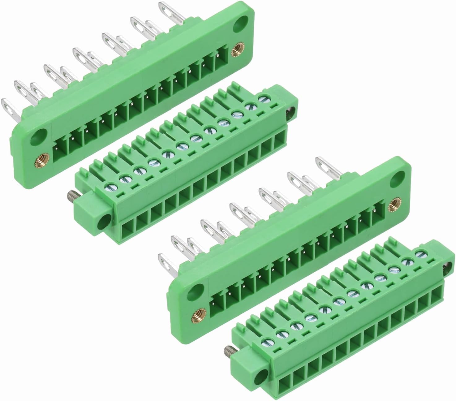 sourcing map 2 Set 12-Pin 3.5mm Pitch Pluggable Screw Terminal Block Connectors, PA66 300V 8A Through-Wall PCB Terminal Connectors for DIY Electronics Automation Power Modules, 22-12AWG Cable