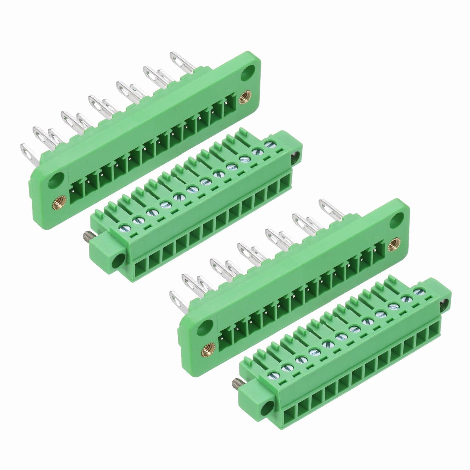 sourcing map 2 Set 12-Pin 3.81mm Pitch Pluggable Screw Terminal Block Connectors, PA66 300V 8A Through-Wall PCB Terminal Connectors for DIY Electronics Automation Power Modules, 22-12AWG Cable