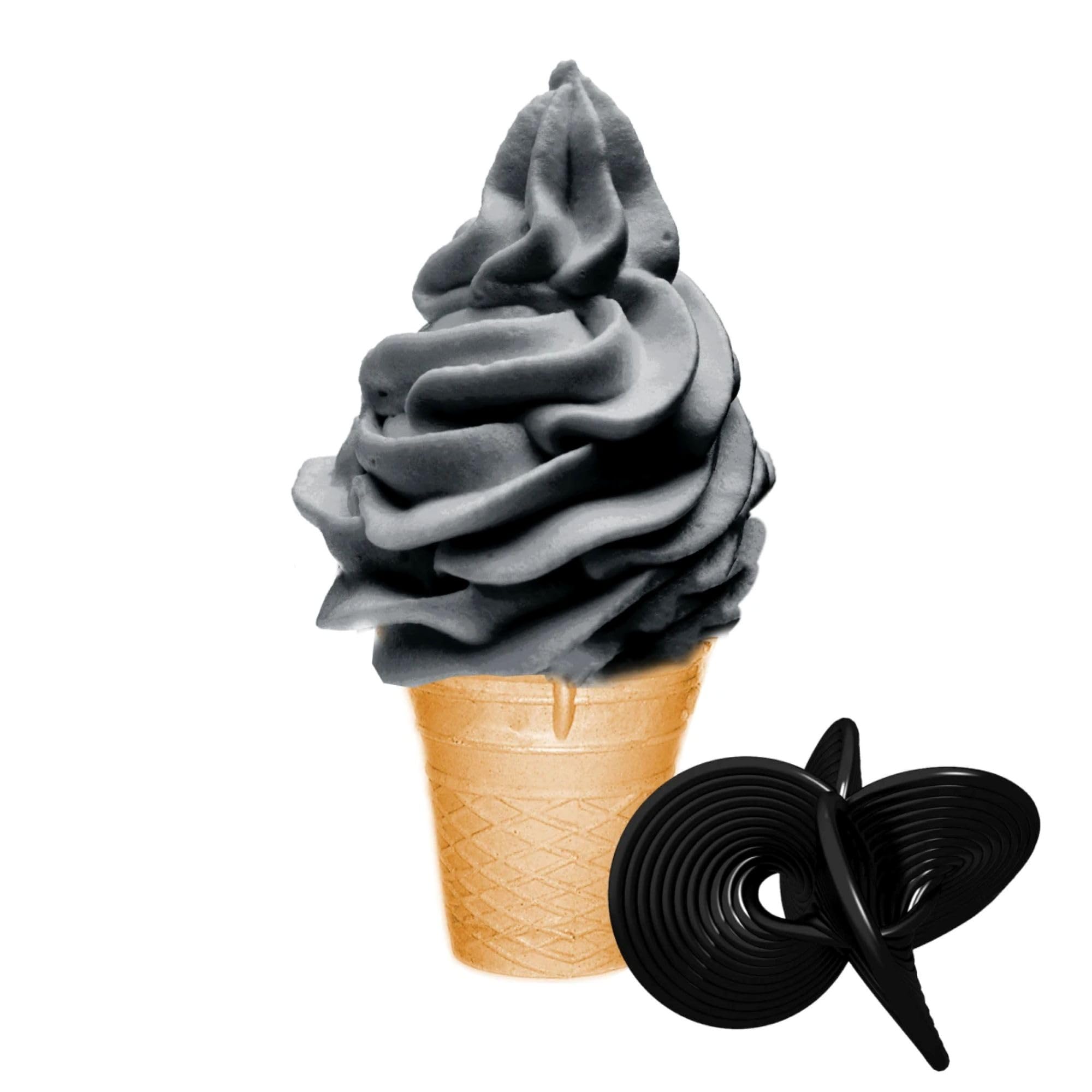 Gino Gelati Lakritz Dänisches Softeis Pulver, Herstellung mit oder ohne Eismaschine, Lakritz Eis selber machen, Professionelle Eisqualität (333 g)
