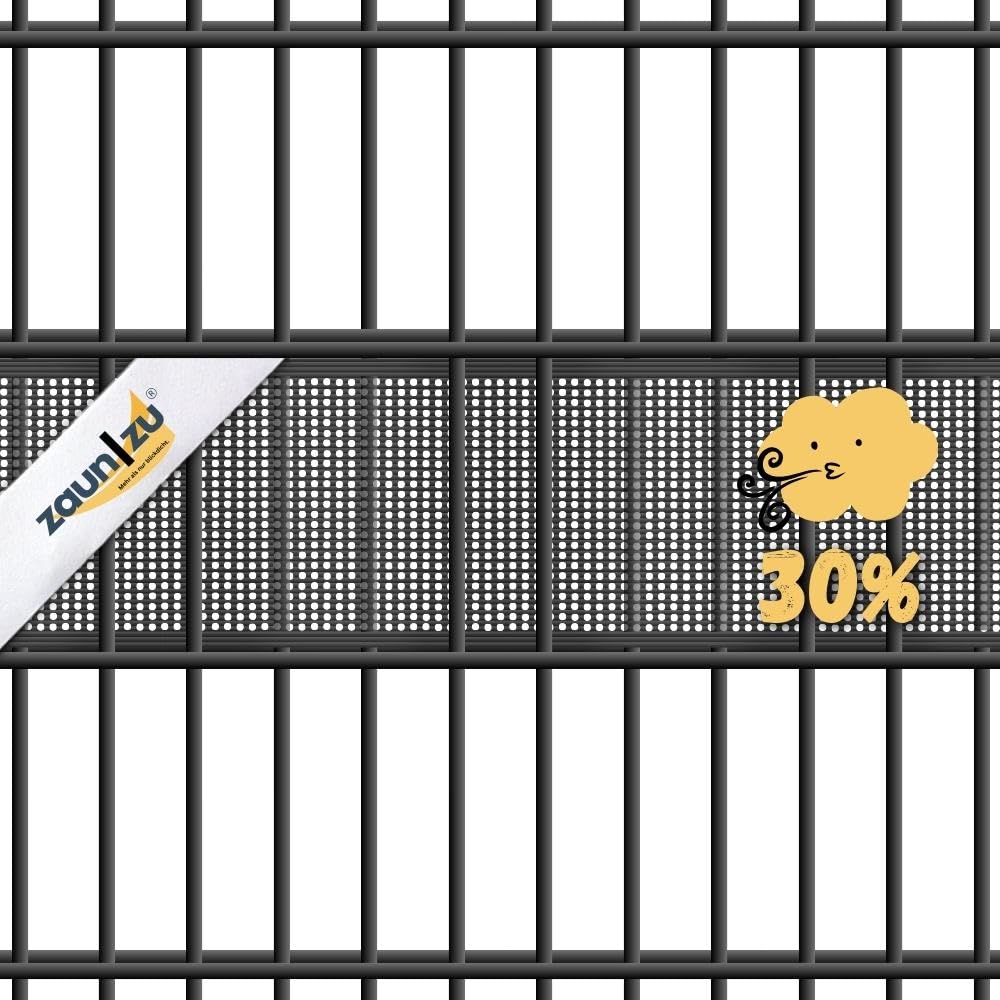 Rille Sichtschutzstreifen GELOCHT | 30% Lochmuster | PP für Doppelstabmatten Sichtschutz Rolle | Polypropylen | Zaunblende | Made in Germany Anthrazit 26m