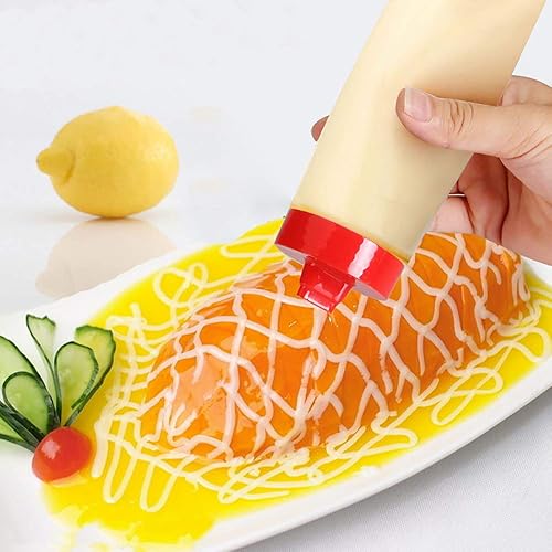 Miniatura 6 de Paquete de 2 botellas porosas para apretar, a prueba de fugas, contenedor de condimentos recargable para uso en cocina, aderezos para ensaladas,