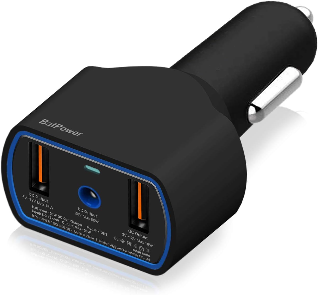 Buy 1 get 1 BatPower CCH2 High Power Delivery 120W Laptop Car Charger Compatible with HP Pavilion Envy Spectre X360 Split Slatebook Chromebook Streambook EliteBook notebook vehicle charger DC 12v-24v auto adapter