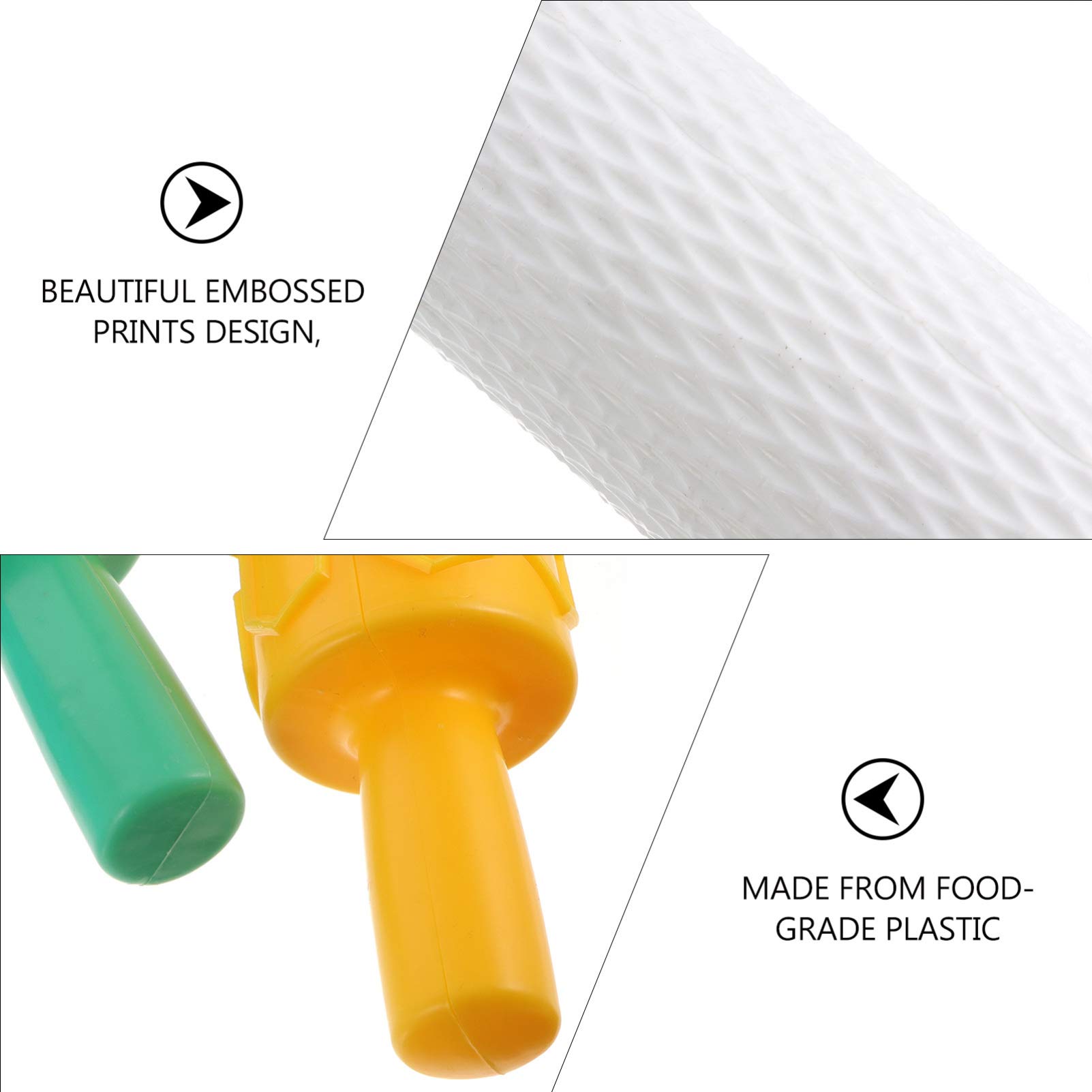 Juego de 4 Rodillos de Amasar Relieve de Plástico para Hacer Galletas y Pasta, Material Plástico de Grado Alimenticio, para Hornear y Utensilios de Repostería en Fiestas Infantiles