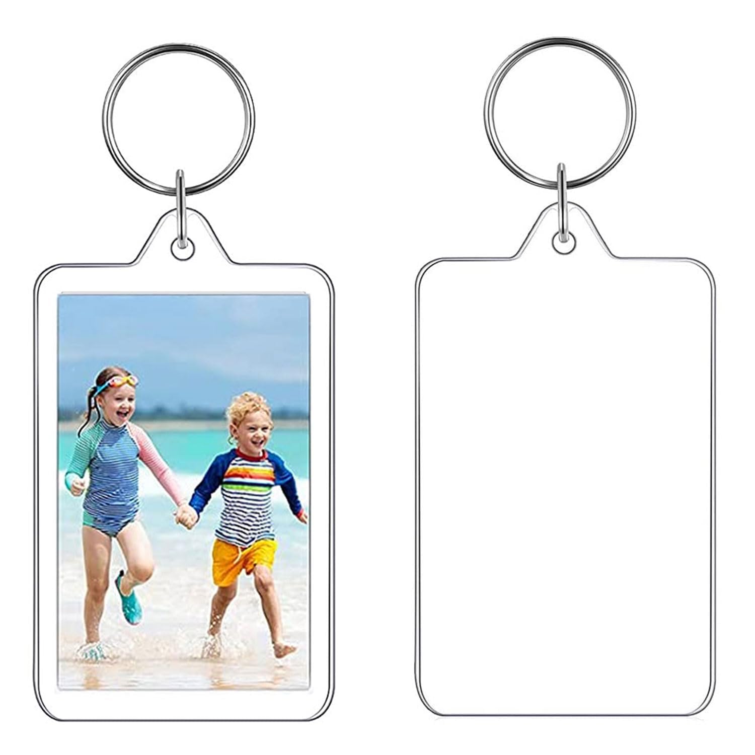 Acrylic Photo Frame Keychain Holder, 25 Pieces Photo Insert Keychain, Clear Acrylic Picture Keychains Picture Frame Key Chain, Snap-In Custom Insert Photo Keyring for DIY Projects (6.2 * 3.6cm)
