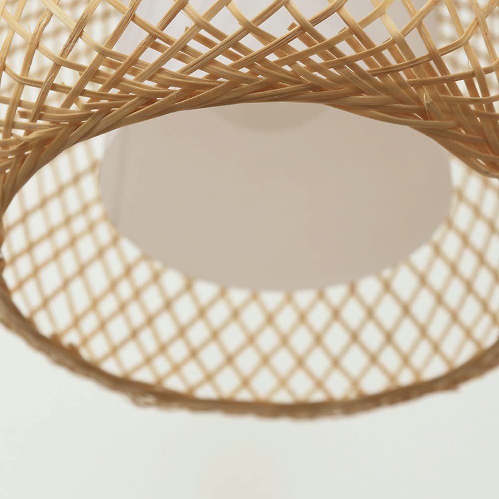 Lampa wisząca LED E27, ręcznie tkana bambusowa latarnia z naturalnego rattanu, bambusowy klosz, hotelowa herbaciarnia dekoracyjna lampa (1 szt., 23 cm)