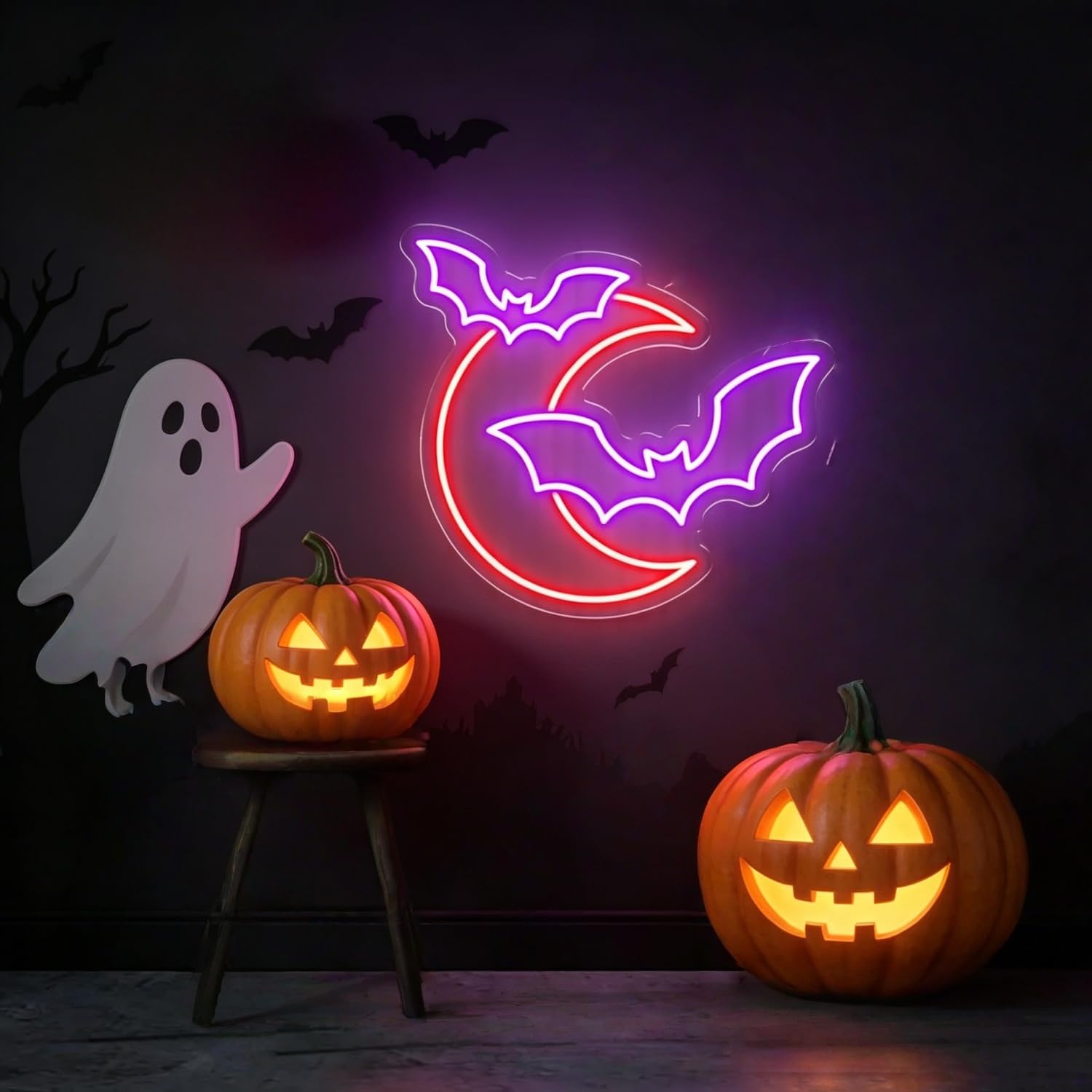 Bat Neon Sign, Flying Bat LED Neon Light for Halloween Wall Indoor Decor