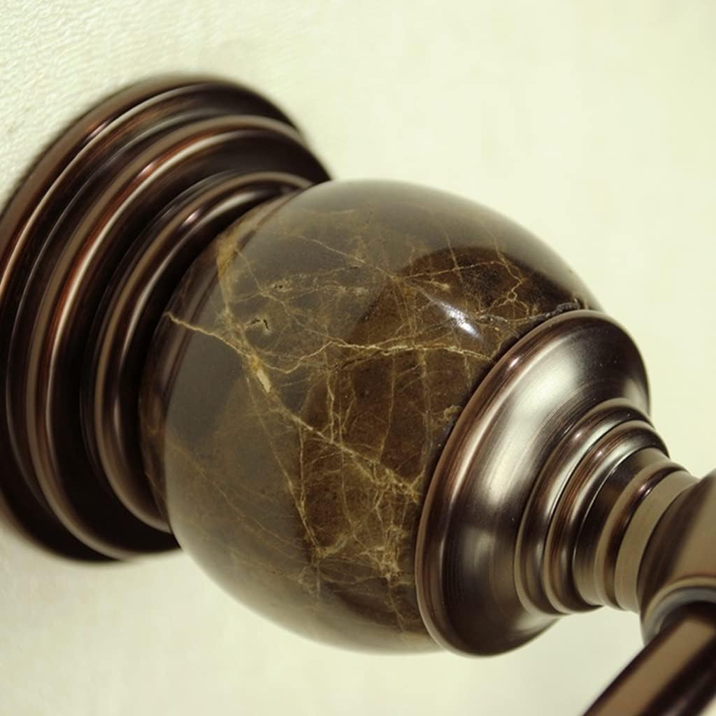 LSLYTQ American Towel Ring, Brown Bronze Full Copper Jade Hardware Pendant, Wall Mounted Bathroom Towel Hanger