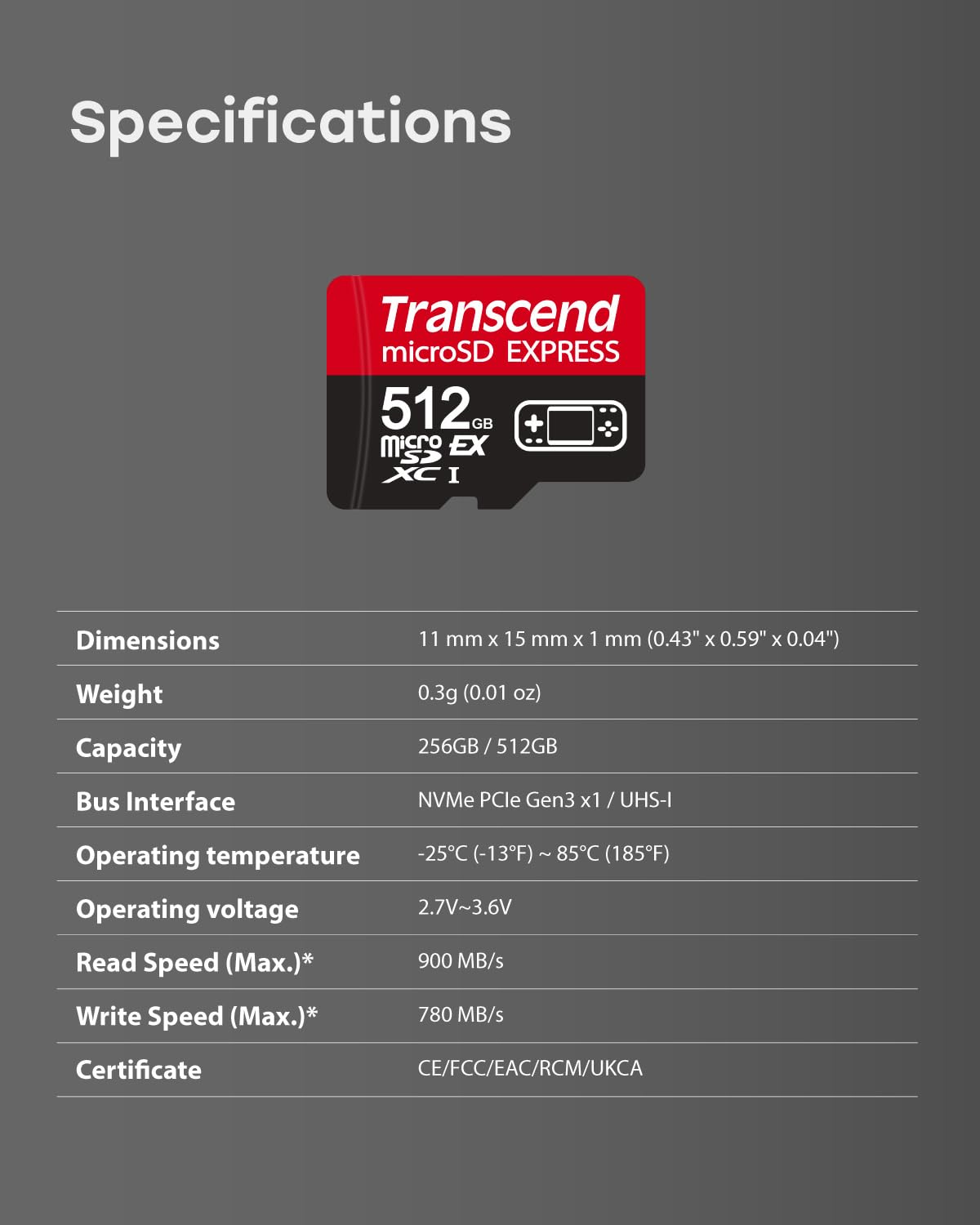 Transcend Scheda microSD Express da 256 GB, fino a 900 MB/s, per dispositivi Nintendo Switch 2/AR VR, scheda di memoria video 4K 8K UHD per ROG Ally/Steam Deck/MSI Claw/GoPro/Insta360/DJI/Drone/Camera