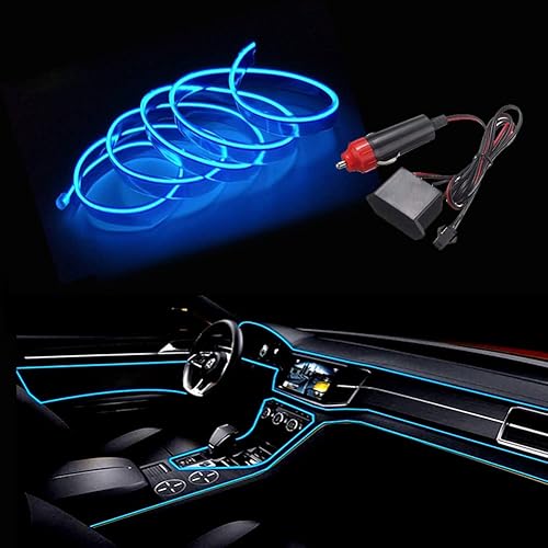 MaxLax El Wire - Tira de luces LED para interior de automóvil, cable de neón de 32.8ft, 12 V con protección de fusibles para decoración interior de