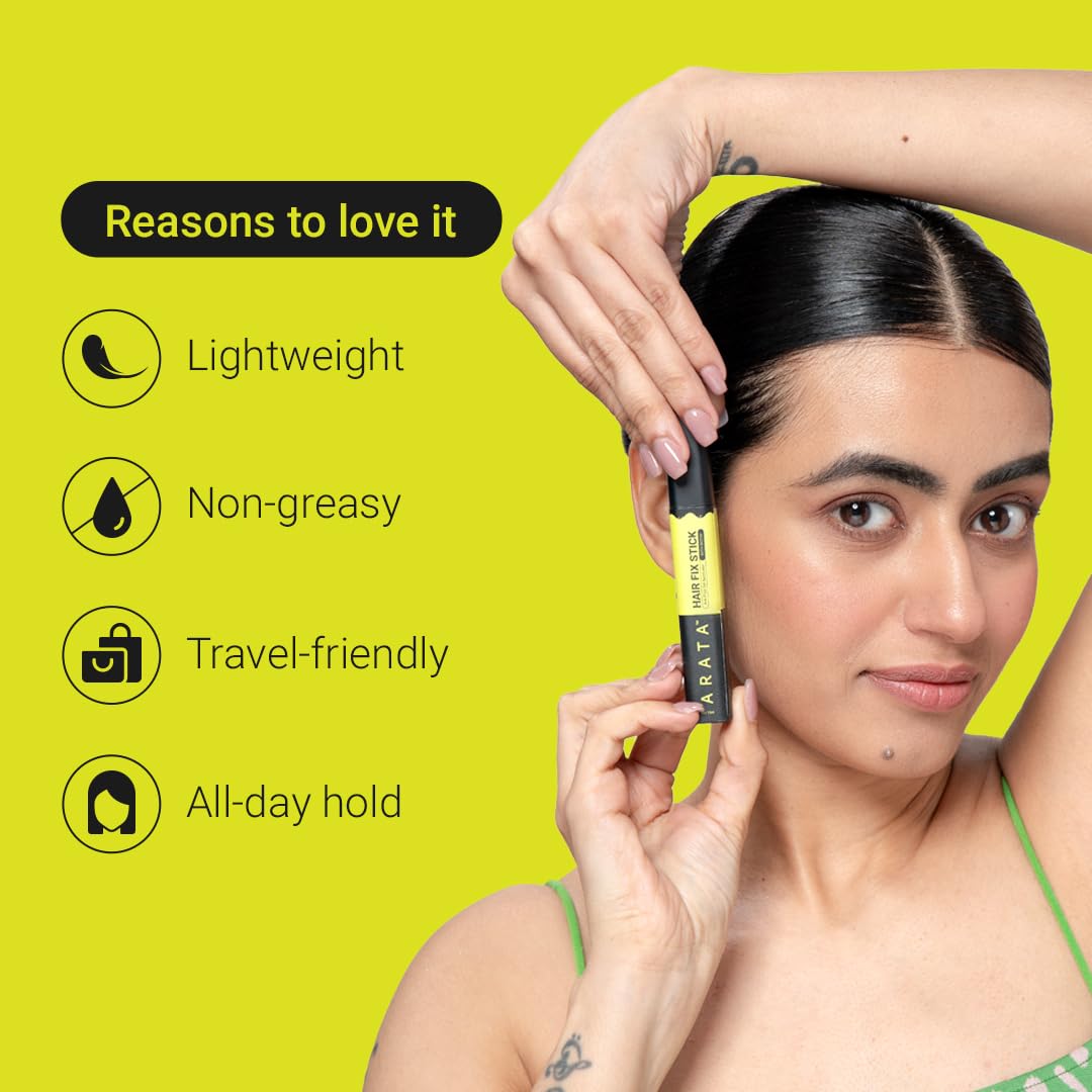 Arata Gel Based Hair Fix Stick for All Hair Types - 15mlx2 | Baby Hair Fixer for Women | Hair Stick for Frizzy Hair | Infused With Biotin & Hyaluronic Acid | Easy To Carry, Non-Greasy, No White Cast - Image 7 thumbnail