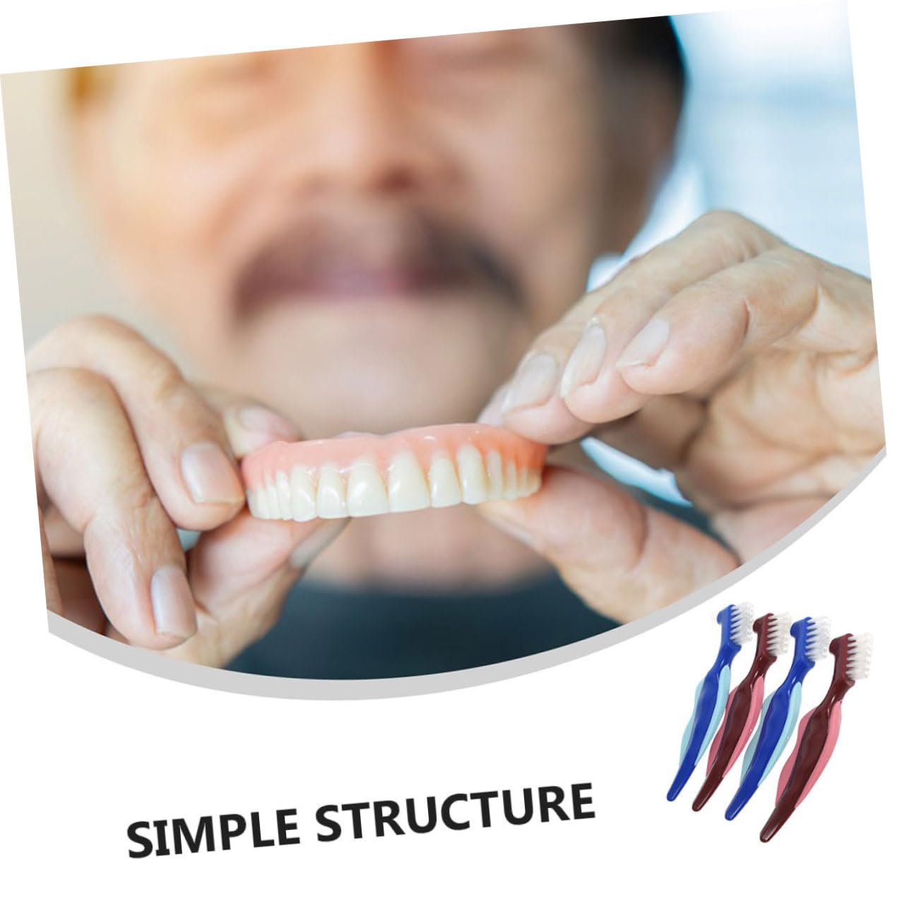 Healvian 10pezzi Spazzola Per Dentiera Spazzola Doppia Faccia Per Pulizia Protesi Spazzolino Portatile Per Igiene Orale Per Uso Domestico e Viaggi Colori