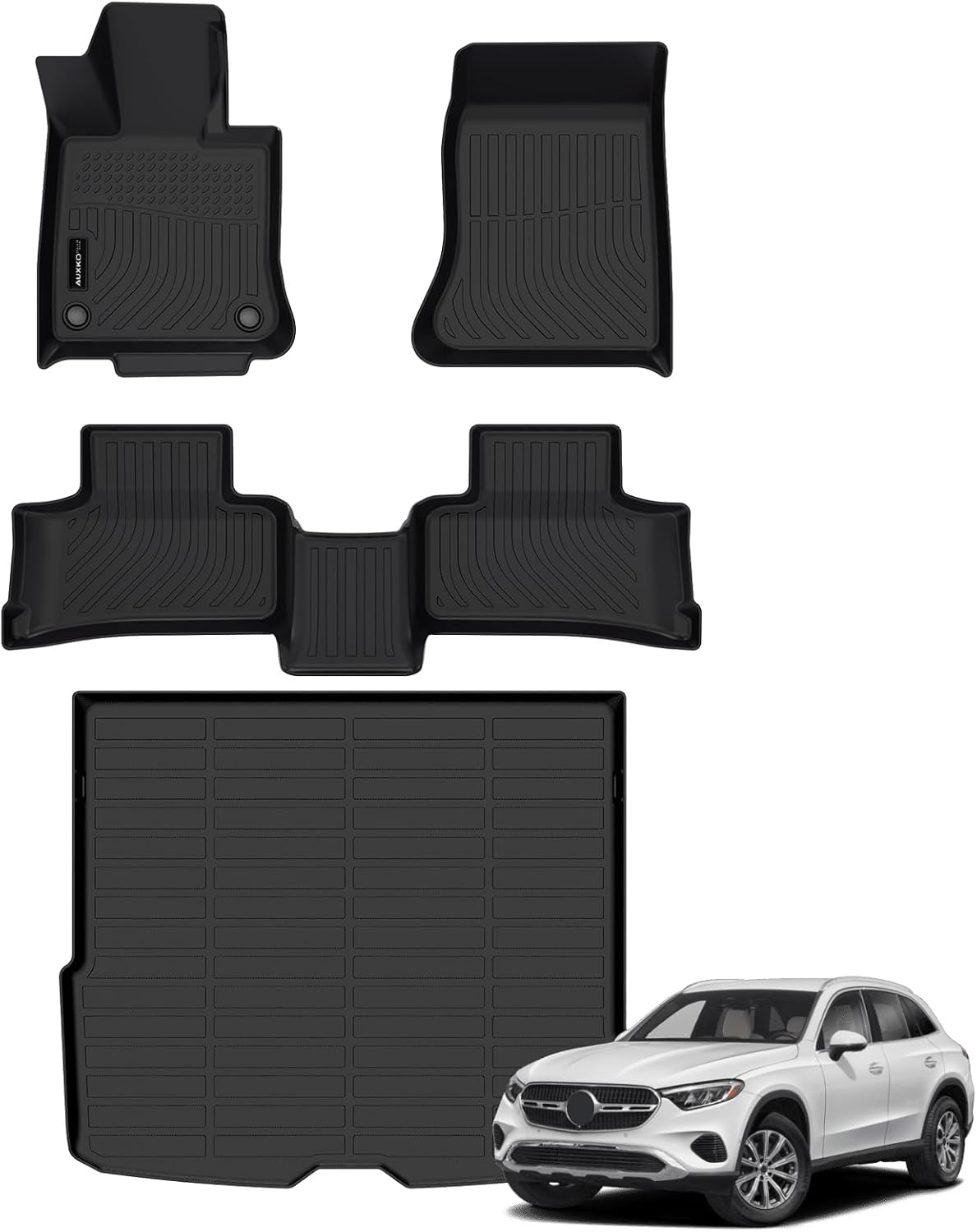 Auxko All Weather Floor Mats Cargo Mat Fit for 2023-2025 Bnez GLC 300/300E/43AMG TPE Liners Accessories All Season Guard Odorless Anti-Slip Floor Mats Cargo Mat for Bnez GLC 300 300E 43AMG Black