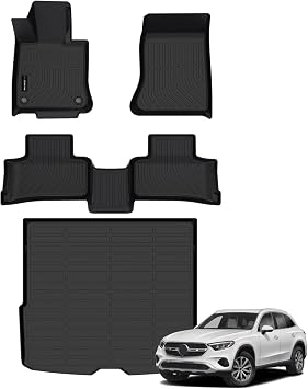 Auxko All Weather Floor Mats Cargo Mat Fit for 2026-2023 Benz GLC 300/300E/43AMG TPE Liners Accessories All Season Guard Odorless Anti-Slip Floor Mats Cargo Mat for Benz GLC 300 300E 43AMG Black