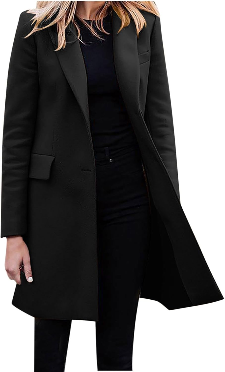 Womens Winter Coats Casual Notched Collar Single Breasted