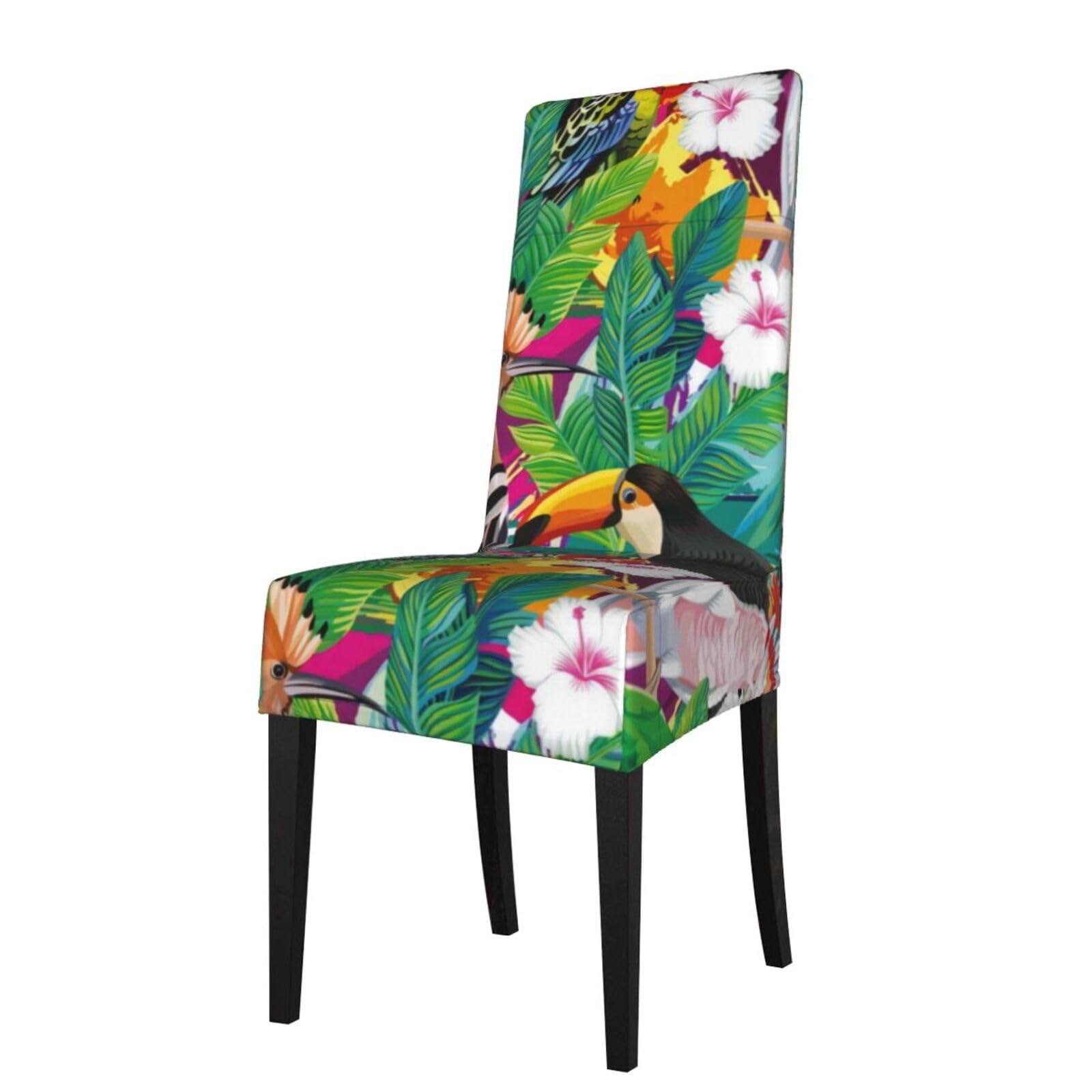 YYHWHJDE Tropical Birds and Plant Leaf Prints Protection Cover for Dining Chair – Stretchable Slipcovers for a Refreshing Dining Room Makeover