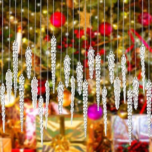 34 Pieces Icicle Christmas Ornaments Clear Acrylic Icicles