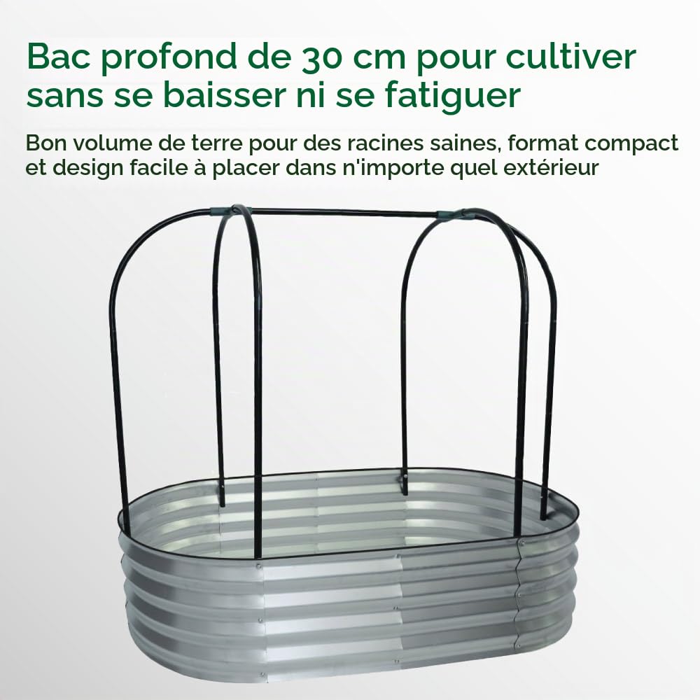 Terre Jardin Carré potager surélevé acier galvanisé avec filet
