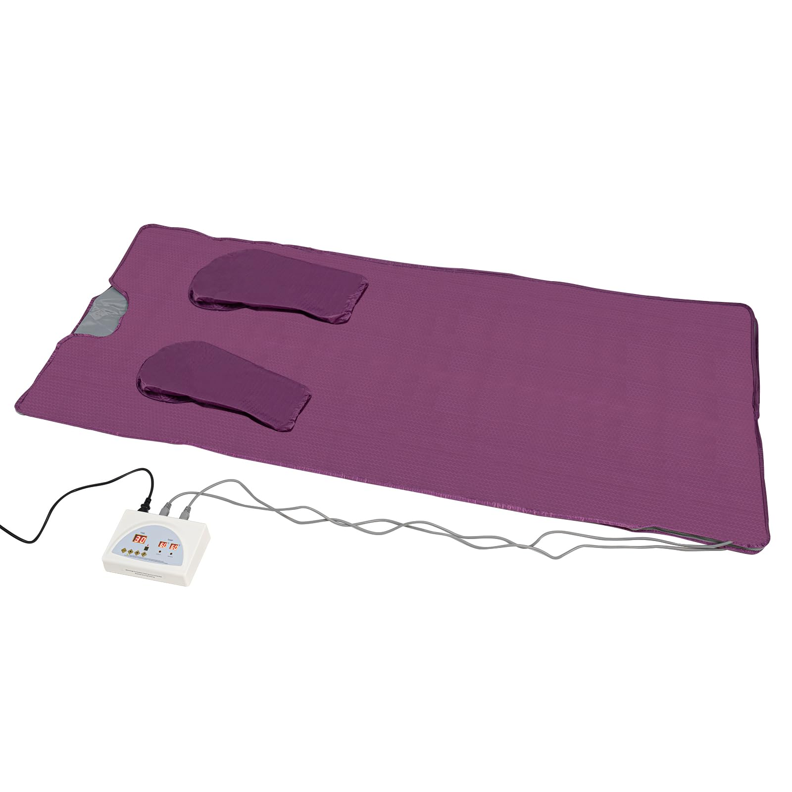 MIIWWOWO 180x80cm Infrared Sauna Blanket with Sleeves, 650W Far-Infrared Heating, 95-176°F Adjustable Temp, 30-60 Min Timer, Remote Control, Portable Foldable for Home Body Relaxation (Purple)