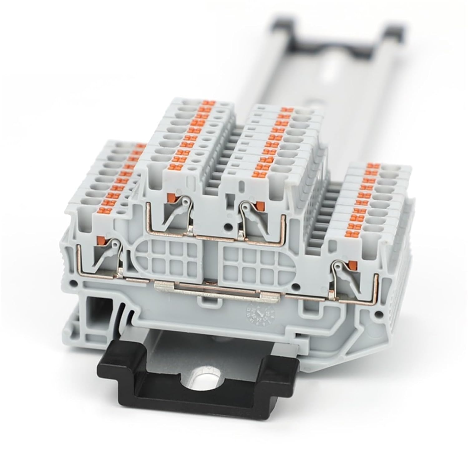 PTTB 1.5/S Double Level Push-in Din Rail Terminal Block 4-Conductor PT 1.5mm² Cable 10Pcs(PTTB1.5-S-Gray)