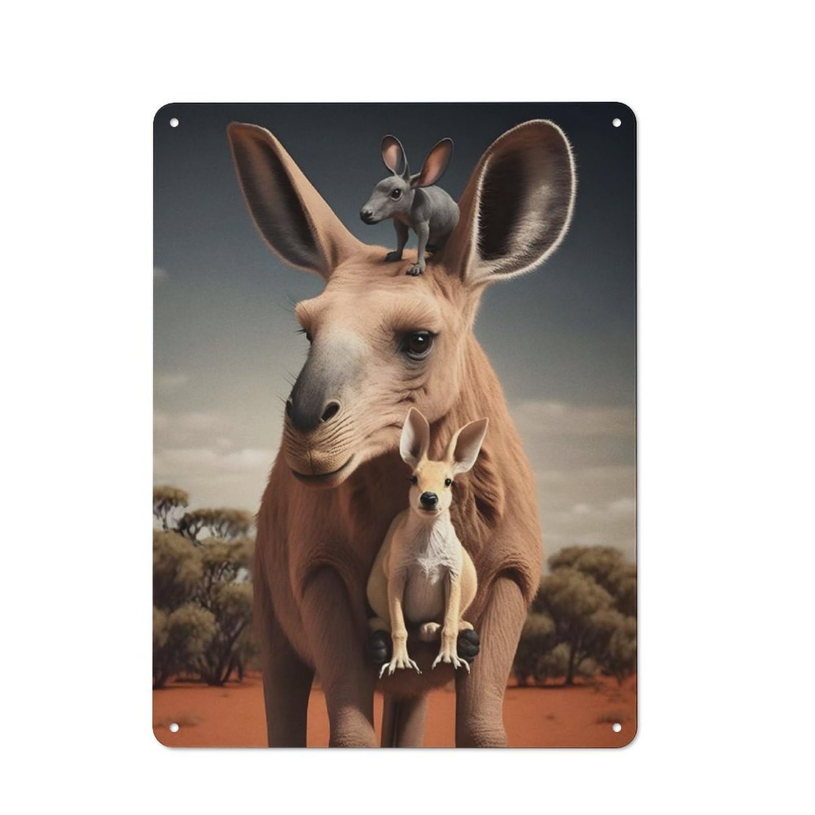Junmoney Kanggoro Rustic Tin Wall Plaque 40X30cm For Guest Room Or Hallway, For Garage, Workshop And Man Cave Decoration