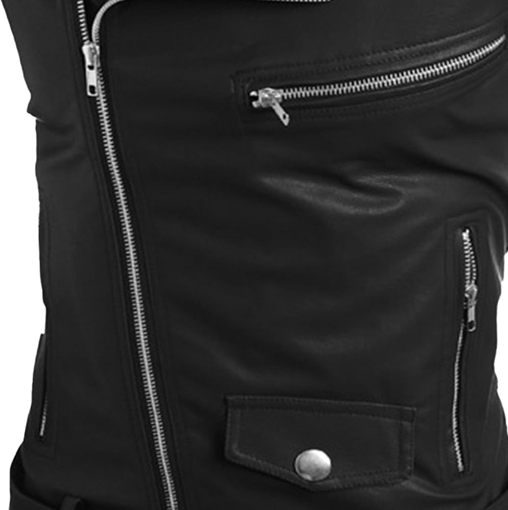 トップス Used Leather Vest the-asymmetric-zipper-closure-