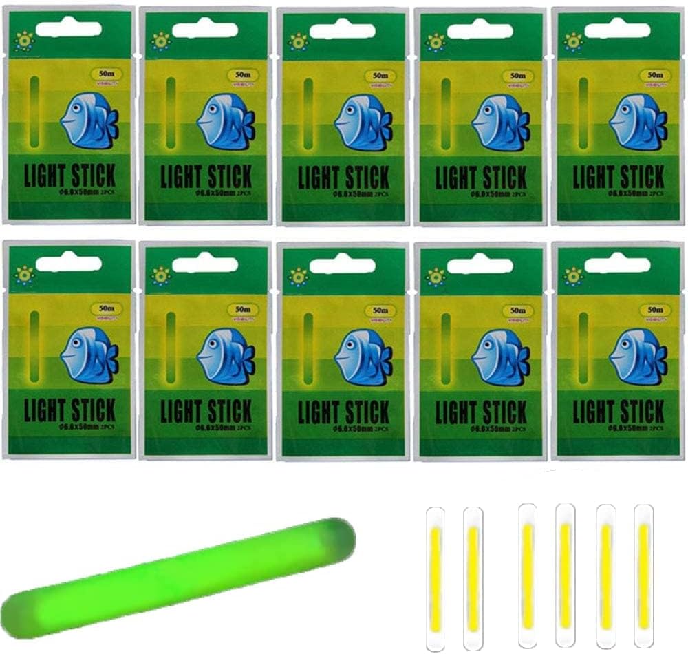 SYOSI Fishing Glow Sticks, , Upgraded Lucky Fishing Green Light Unique Secret Formula Brings Brighter Longer Lasting Fishing Light Sticks Used on Float, Bobbers, Pole