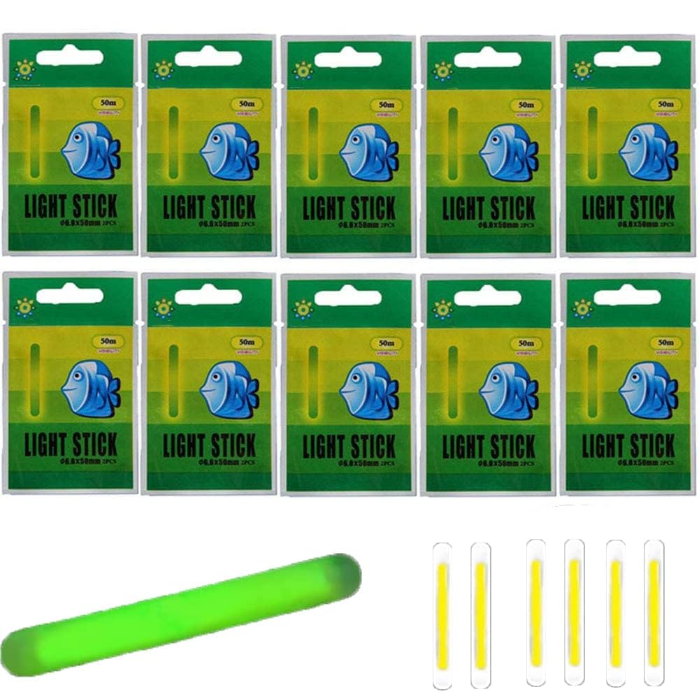 SYOSI Fishing Glow Sticks, , Upgraded Lucky Fishing Green Light Unique Secret Formula Brings Brighter Longer Lasting Fishing Light Sticks Used on Float, Bobbers, Pole