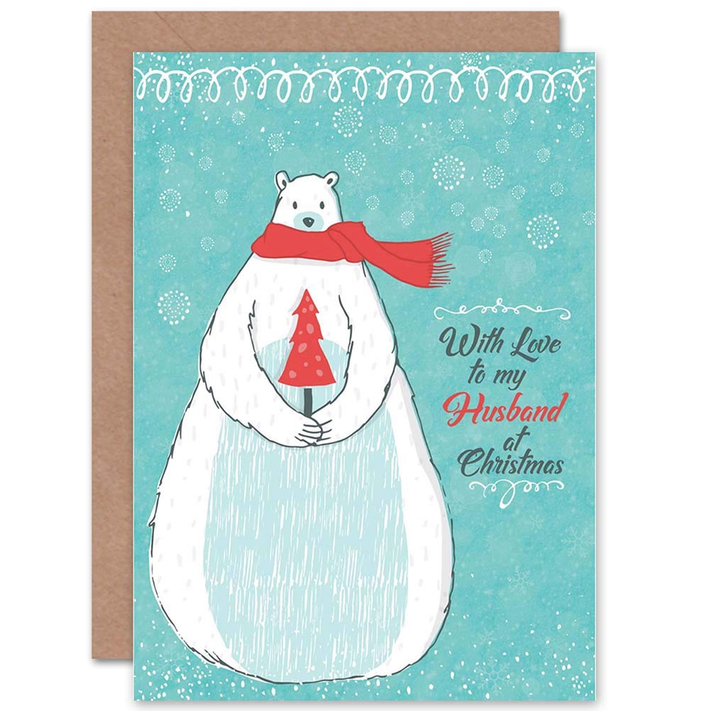 Wee Blue Coo CARD CHRISTMAS HUSBAND COOL LOVE POLAR BEAR SNOW BLUE