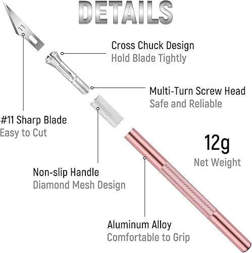 Vista 48 de Juego de 10 cuchillos de pasatiempo, kit de cuchillos de acero inoxidable para tallar calabaza, bricolaje, arte, corte, plantilla Plata