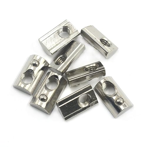 Miniatura 3 de M8 T-Slot T Tuerca de resorte, 50 unidades, acero al carbono, plata