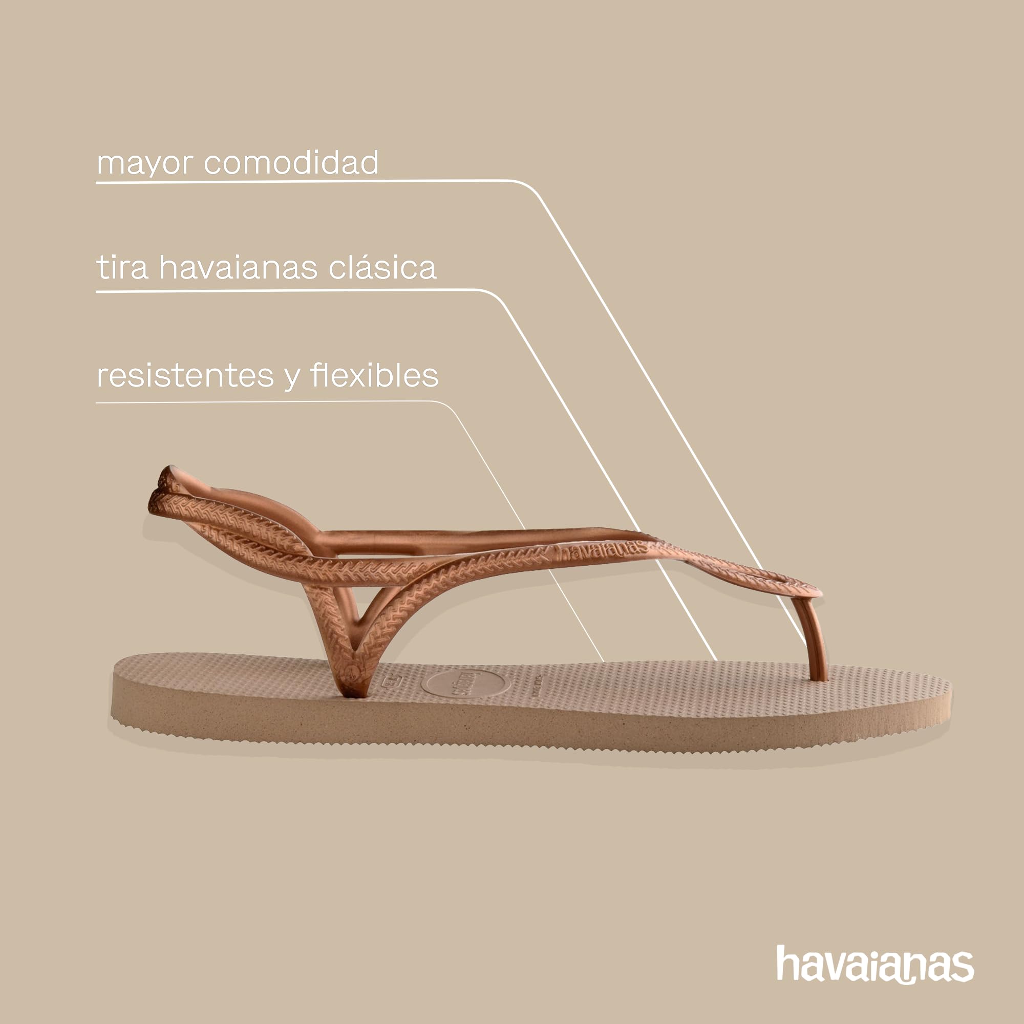 Havaianas - Luna, Sandalias Cómodas, Estilosas y Funcionales, Ajuste Seguro en Tobillo, Tiras Trenzadas y Suela Antideslizante, Mujer