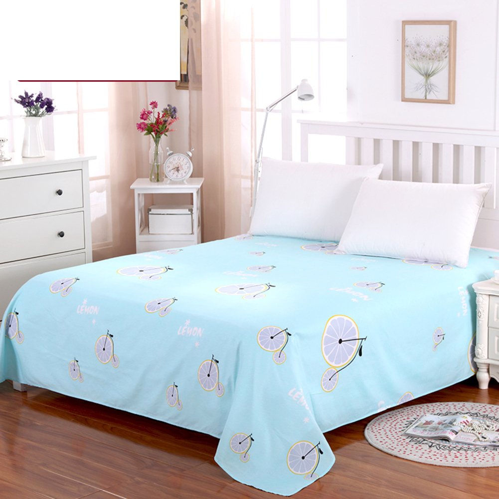 Drap plat en coton premium à motif feuilles 200x230 cm pour lit double