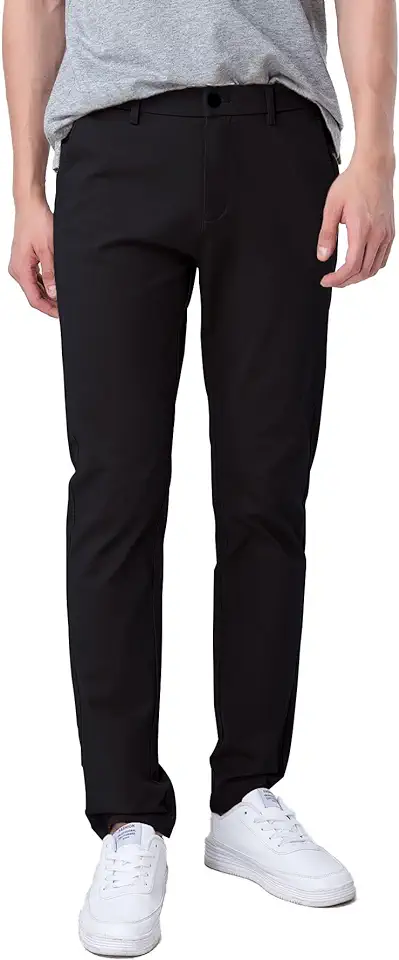 Plaid&Plain Men’s Slim Fit Khaki Pants Men’s Tapered Chino Pants