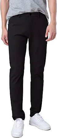 Plaid&Plain Mens Slim Fit Khaki Pants Mens Tapered Chino Pants
