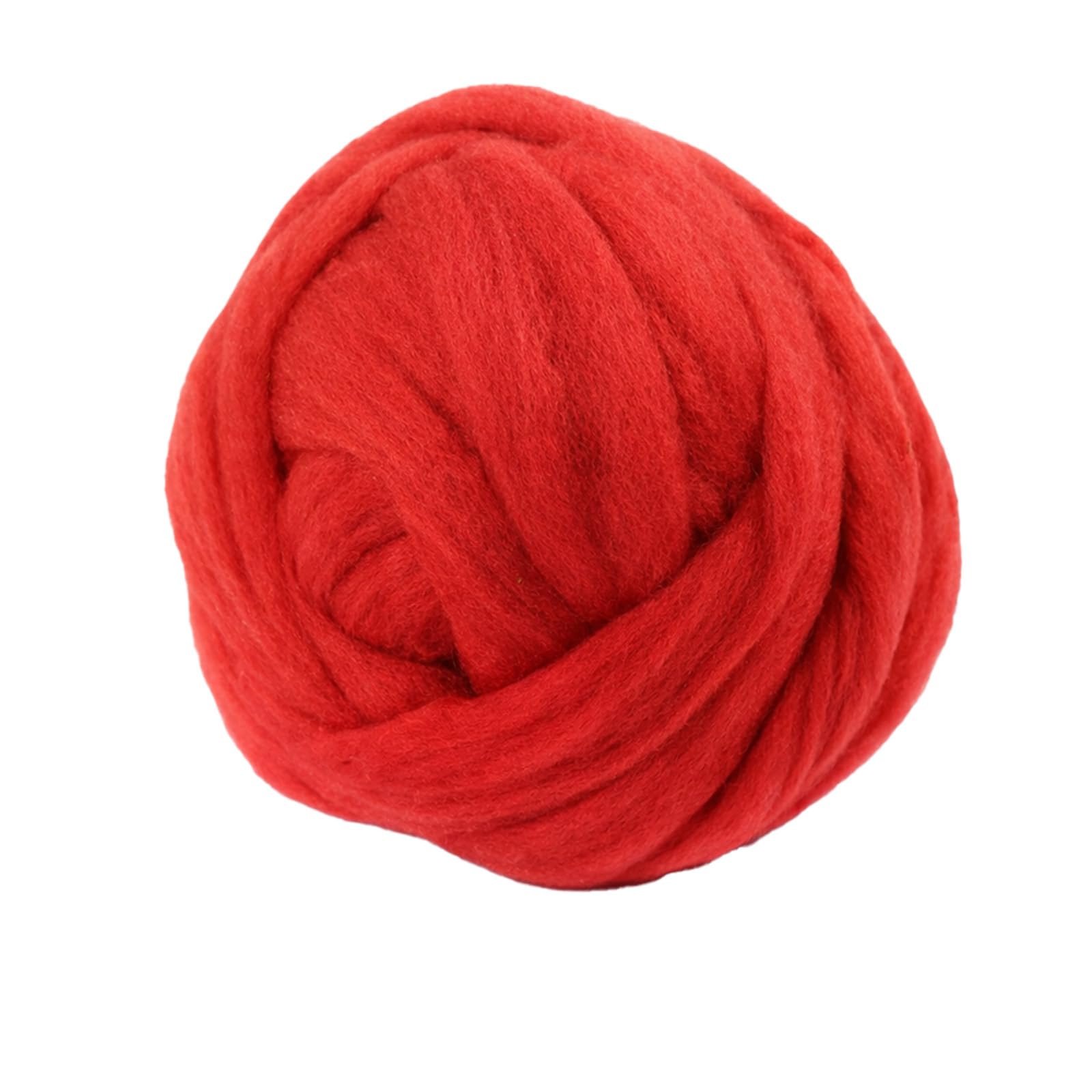 Cuixia 100g Needle Felting Wool Soft Roving Chunky Yarn, Red
