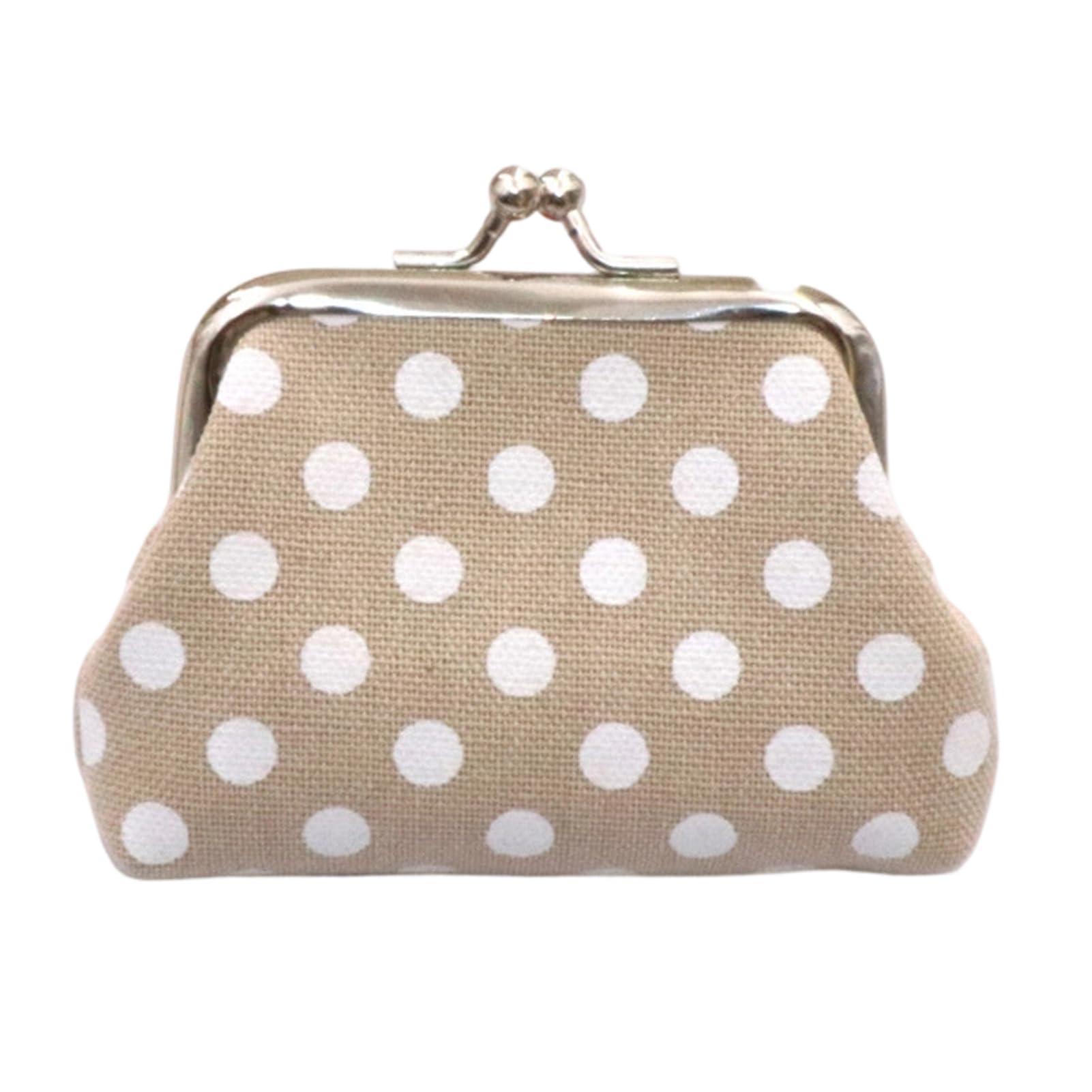 matumou Polka Dot Coin Purse, Women Canvas Change Purse, Kiss Lock Closure Pouch for Cash Jewelry Earbuds