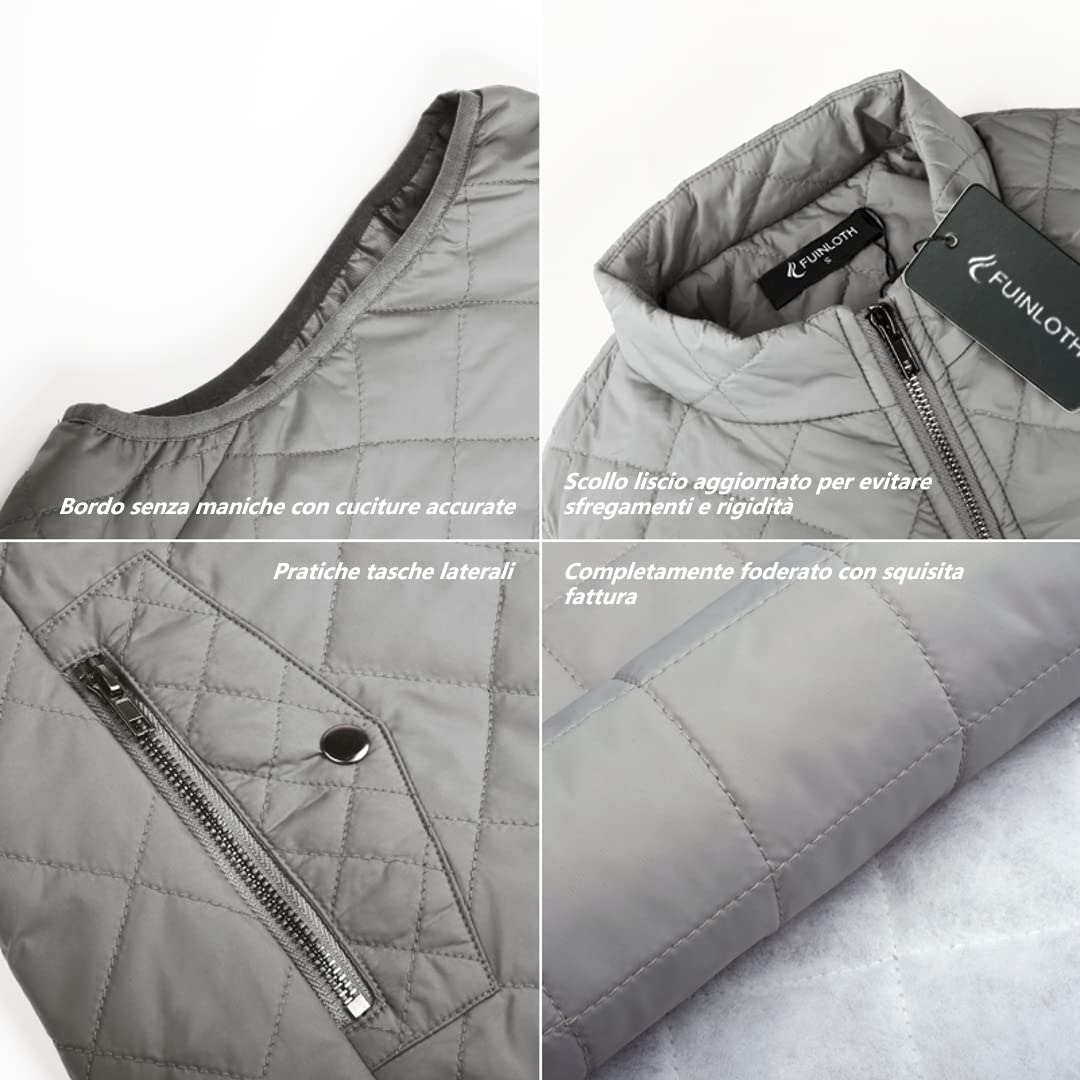 fuinloth Gilet Donna Smanicato Invernale Panciotto Dritto Collarei Giacche Ultraleggeri Senza Maniche Giacca con Tasca con Cerniera