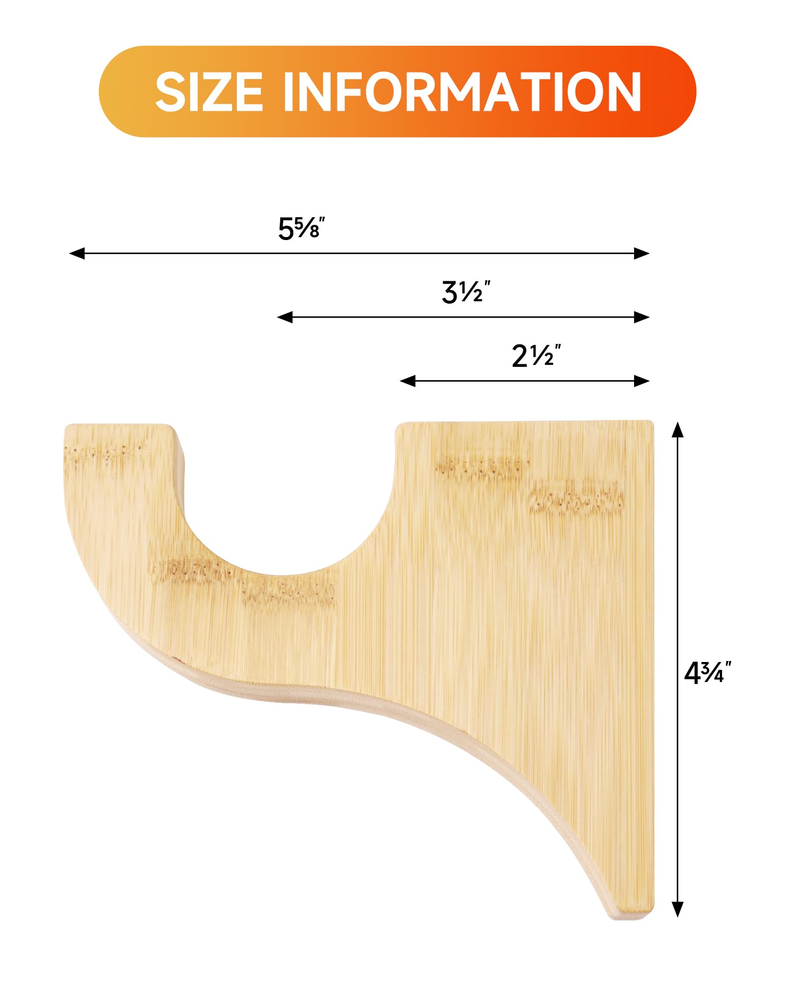 Zorqon 2 Pack Wooden Curtain Rod Brackets, Multipurpose Curtain Rod Holders for Hanging Drapes, Wood Brackets 3-1/2