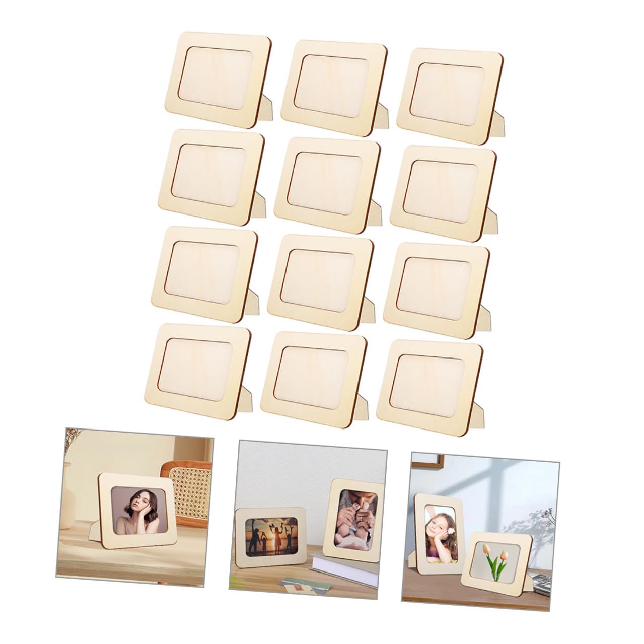 Abaodam Cornice per Foto in Legno 12 Pezzi Supporto Stabile e Protezione per Foto, per Soggiorno e Sala da Pranzo, Cornici Portafoto Fai da Te