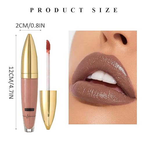 Miniatura 7 de Lápiz labial líquido con purpurina mate, brillo de labios de alto pigmento, labios de fiesta, maquillaje para mujeres y niñas, paquete de 1 (nude)