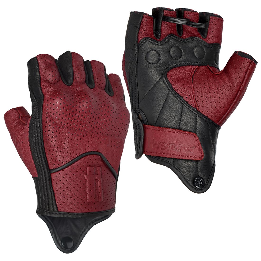 Harssidanzar Guanti da moto da uomo in pelle traforata Guanti da guida per moto CM044EU