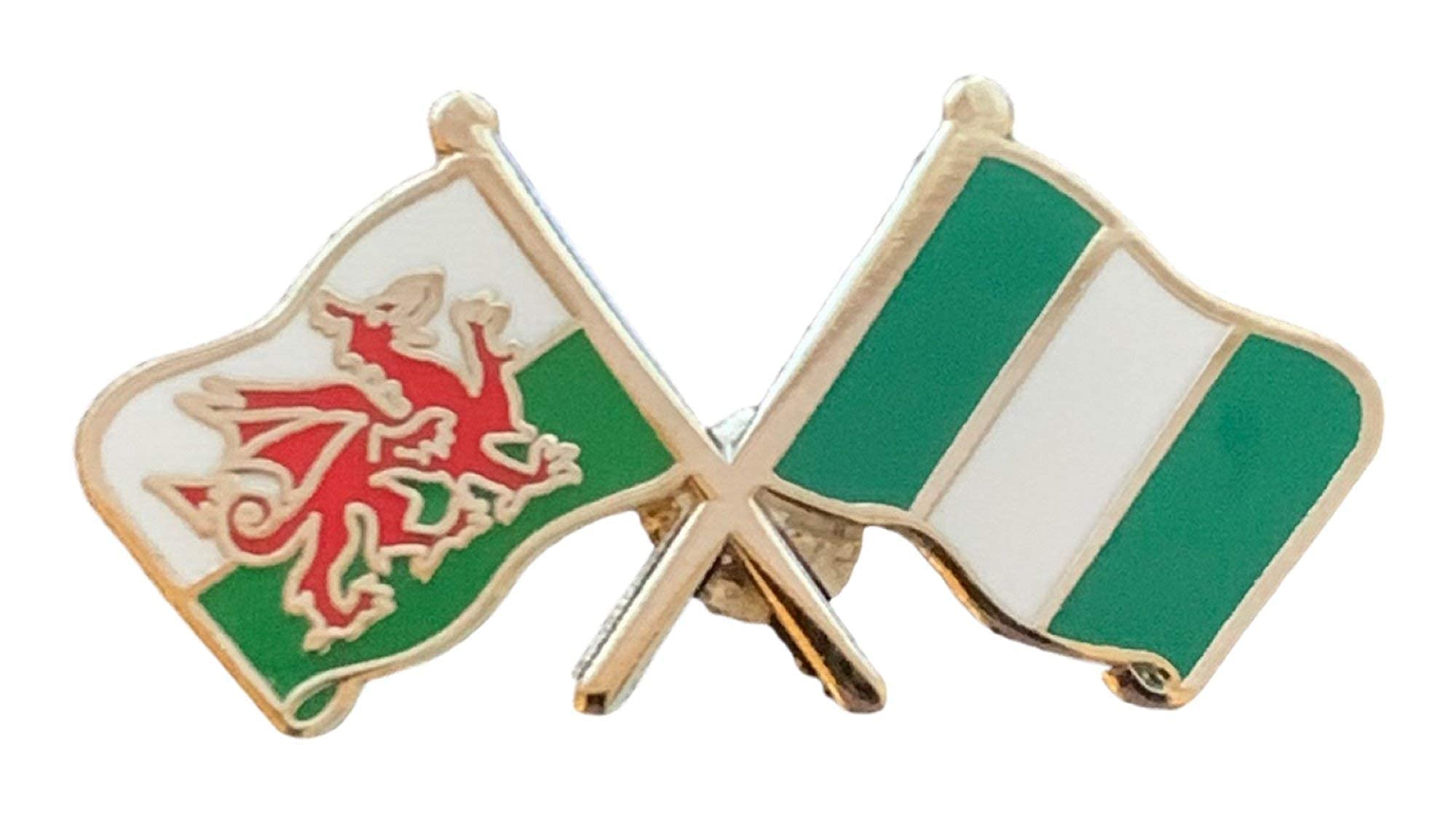 emblems gifts Wales & Nigeria Flags Friendship Courtesy enamel Lapel Pin Badge T1169