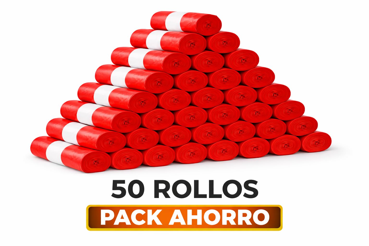 Bolsas de Basura Extra Resistentes Galga 120 – 85 x 105 cm – Color Rojo – Alta Capacidad y Antidesgarro – 50 Rollos de 10 Bolsas – Uso Profesional y Doméstico