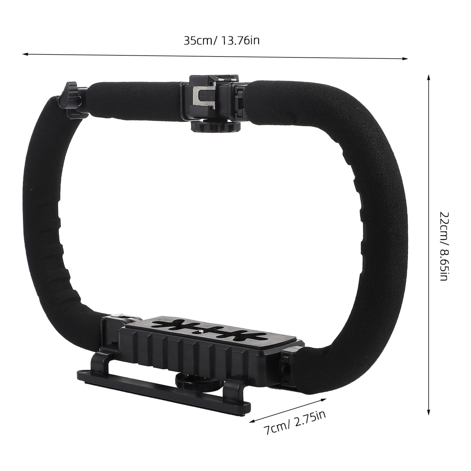 Lurrose Estabilizador Profesional de Cámara Mango de Esponja Negro, Soporte para Cámara Réflex y Dv 3 Puertos de Zapata y Tornillo de 1/4 Pulgada