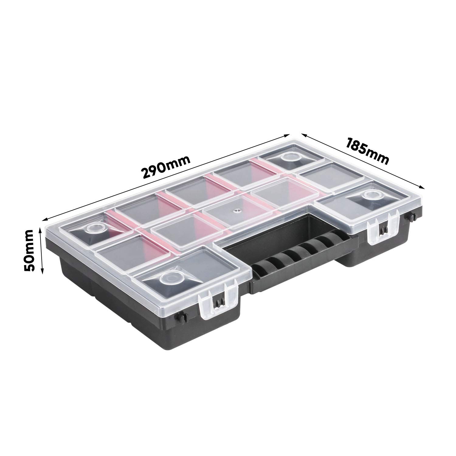 5 x Assortment Box – 310 x 400 x 50 mm – Small Parts Magazine with Transparent Lid Sorting Box Sorting Box Tool Box Assortment Case Box with Removable Compartments