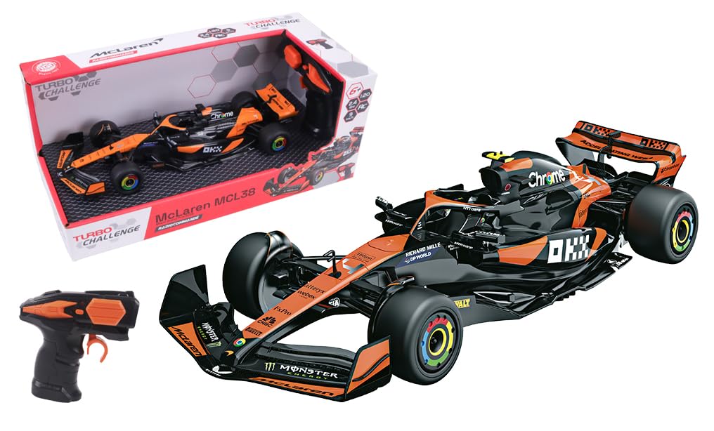 TURBO CHALLENGE - McLaren F1 MCL38 - RC Prestige - 095629 - Auto Telecomandata - Nero - 1/20 - Plastica - Giocattolo per Bambini - Regali - Compleanno - Formula 1 - Gran Premio - A partire dai 6 anni