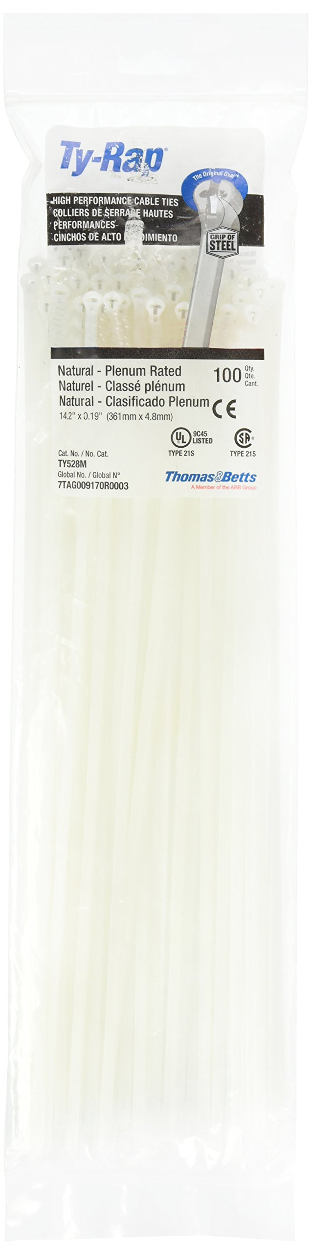 Thomas and Betts TR TY528M CABLE TIE 50LB 14" NAT NY (Pack of 100)