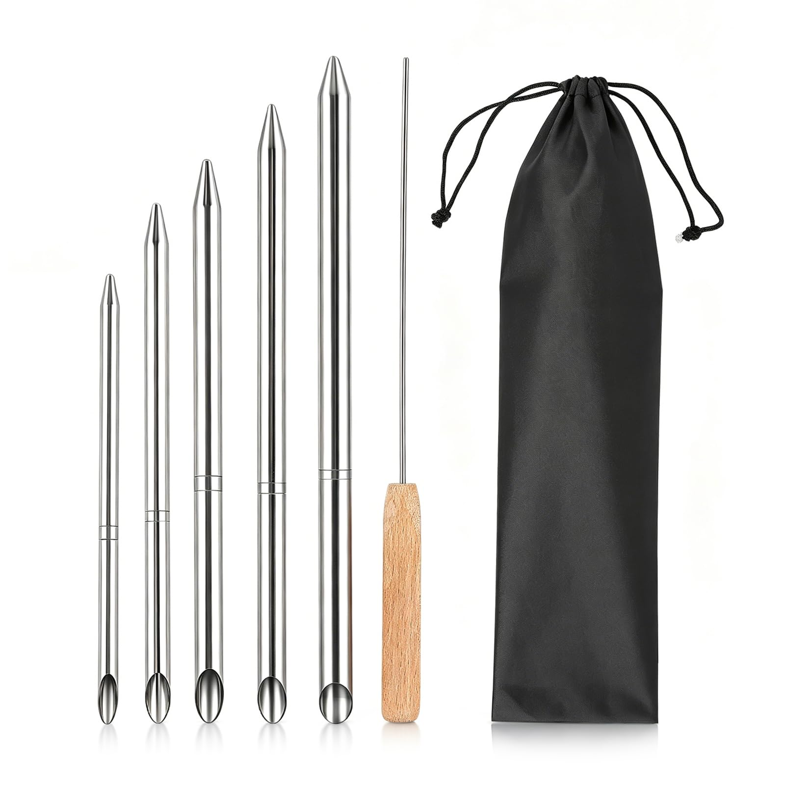 Set di 7 strumenti di giunzione per fune, kit per intrecciare, include 5 misure, ago da intrecciare per imbarcazioni, corde da paracadute, guinzagli per cani, ago in acciaio inox fatto a mano