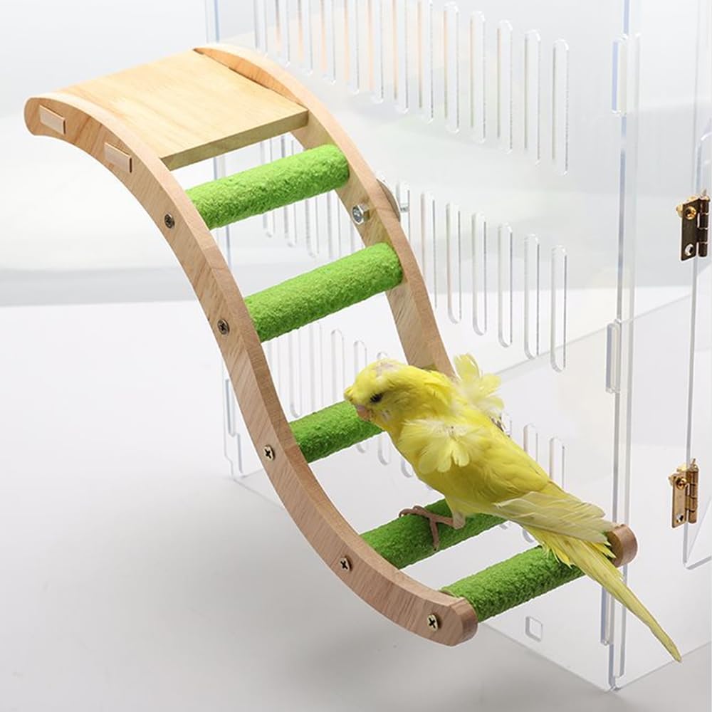 Escalera de madera para pájaros, 32 cm, para loros, hámsteres, puente trepador, barra para pájaros, escalera de masticación para loros, pájaros, columpio, rascador, percha para loros, cobayas,
