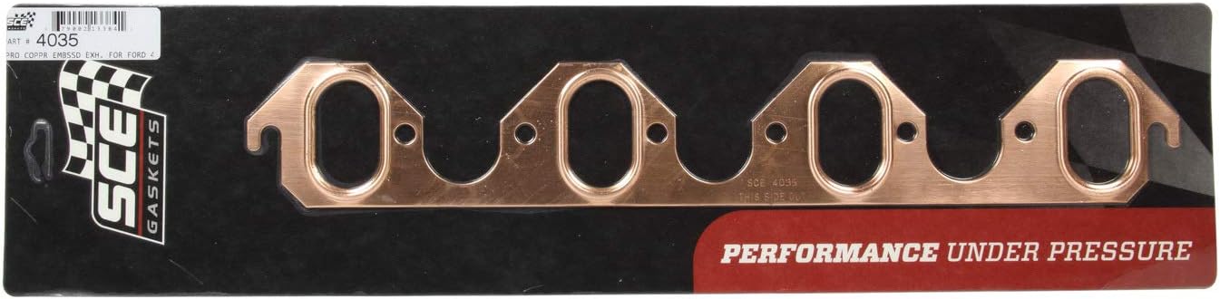 SCE Gaskets Exhaust Header/Manifold Gasket, Pro Copper, 1.250 x 2.125 in Oval Port, Copper, Big Block Ford, Pair